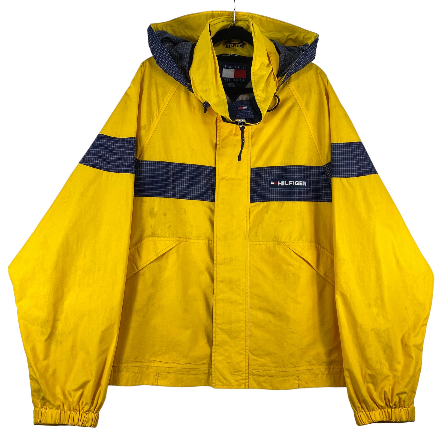 Vintage Tommy Hilfiger 90's Yellow Nylon Windbreaker Jacket Size L