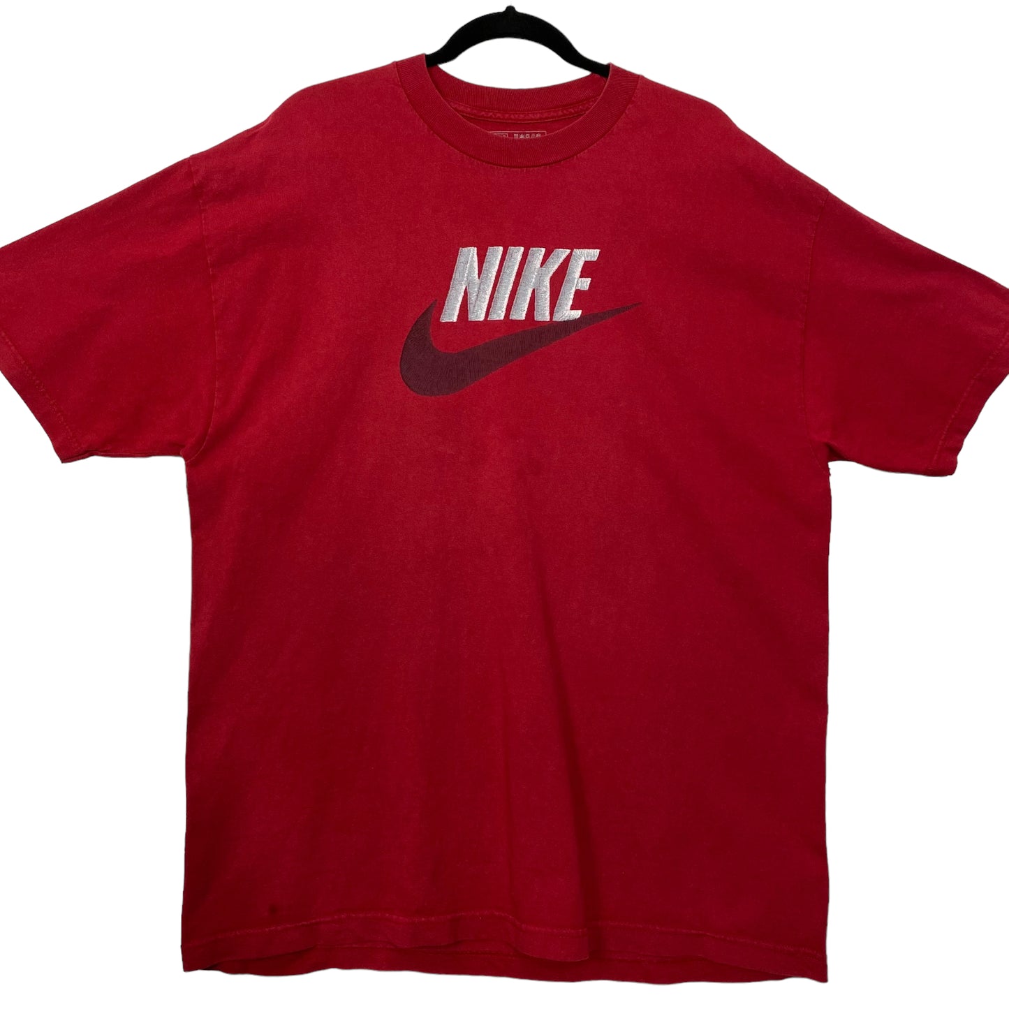 Nike 2000's Red Monogram Cotton Tee Shirt Size XL
