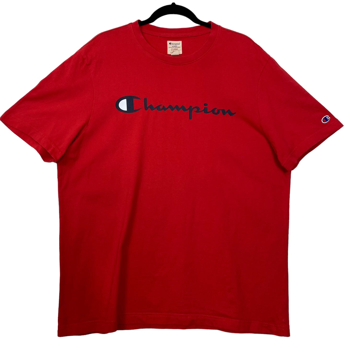 Champion Red Chest Script Cotton Tee Shirt Size XL