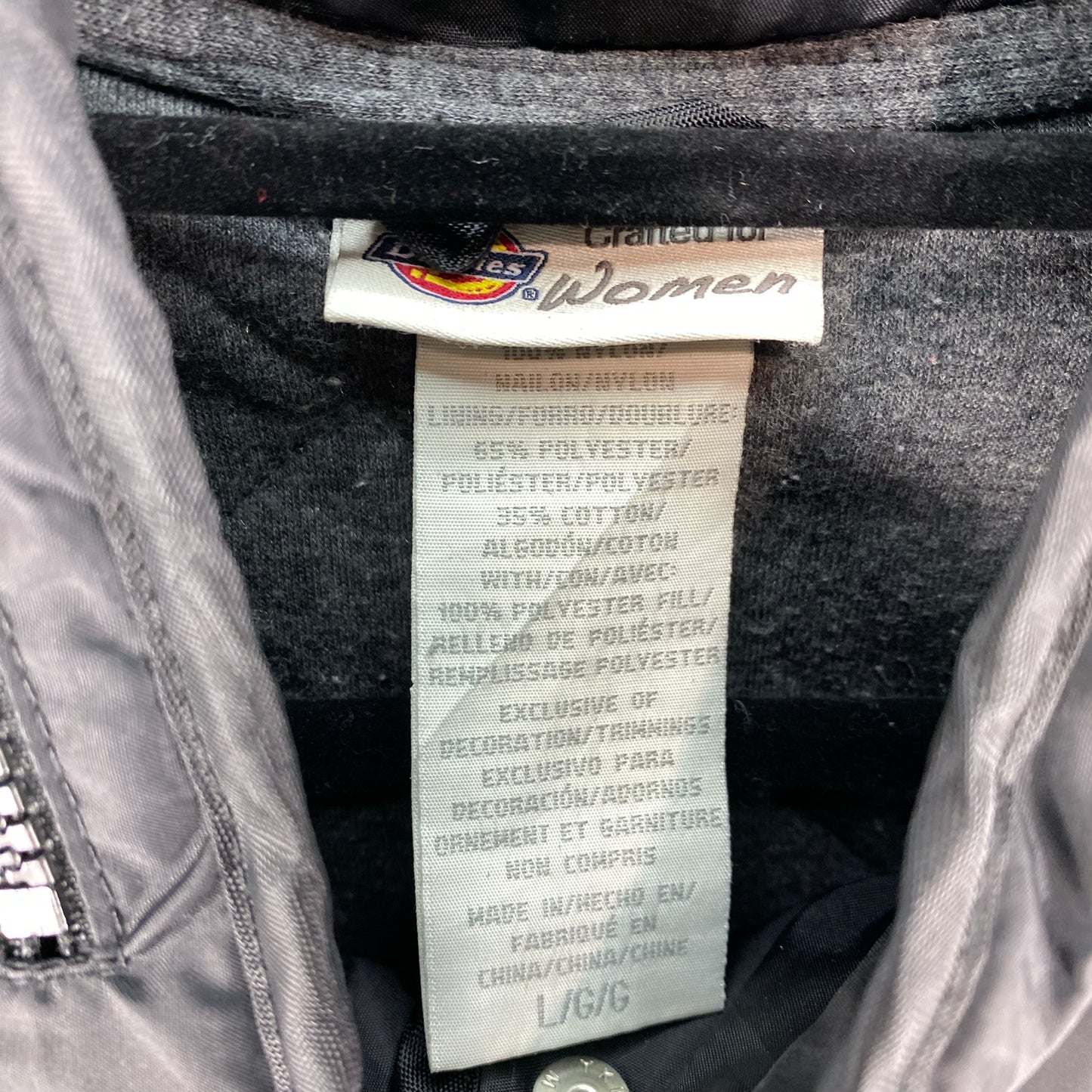 Dickies Womens Black Nylon Padded Jacket With Packable Hood Size L