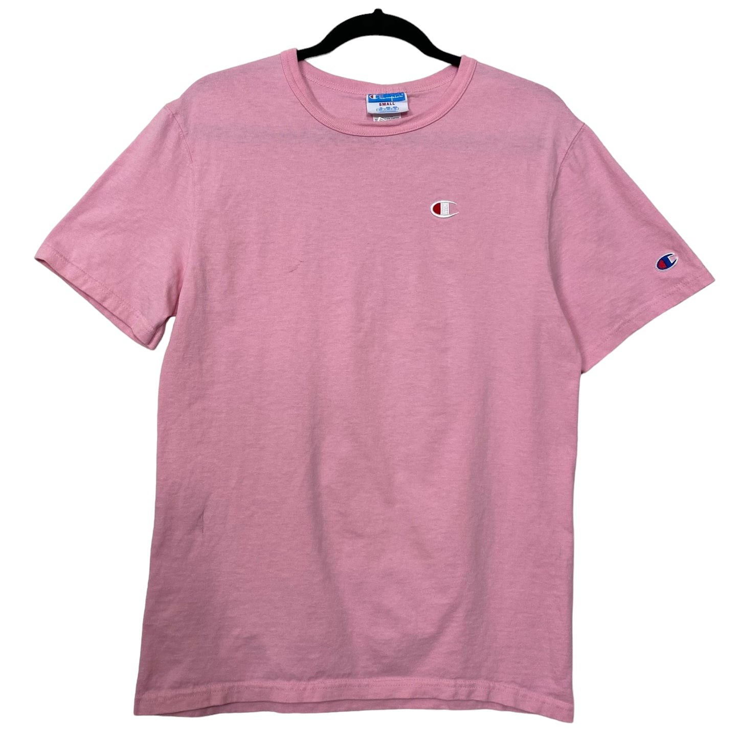 Vintage Champion 2000's Basic Pink Embroidered Cotton Tee Shirt Size S
