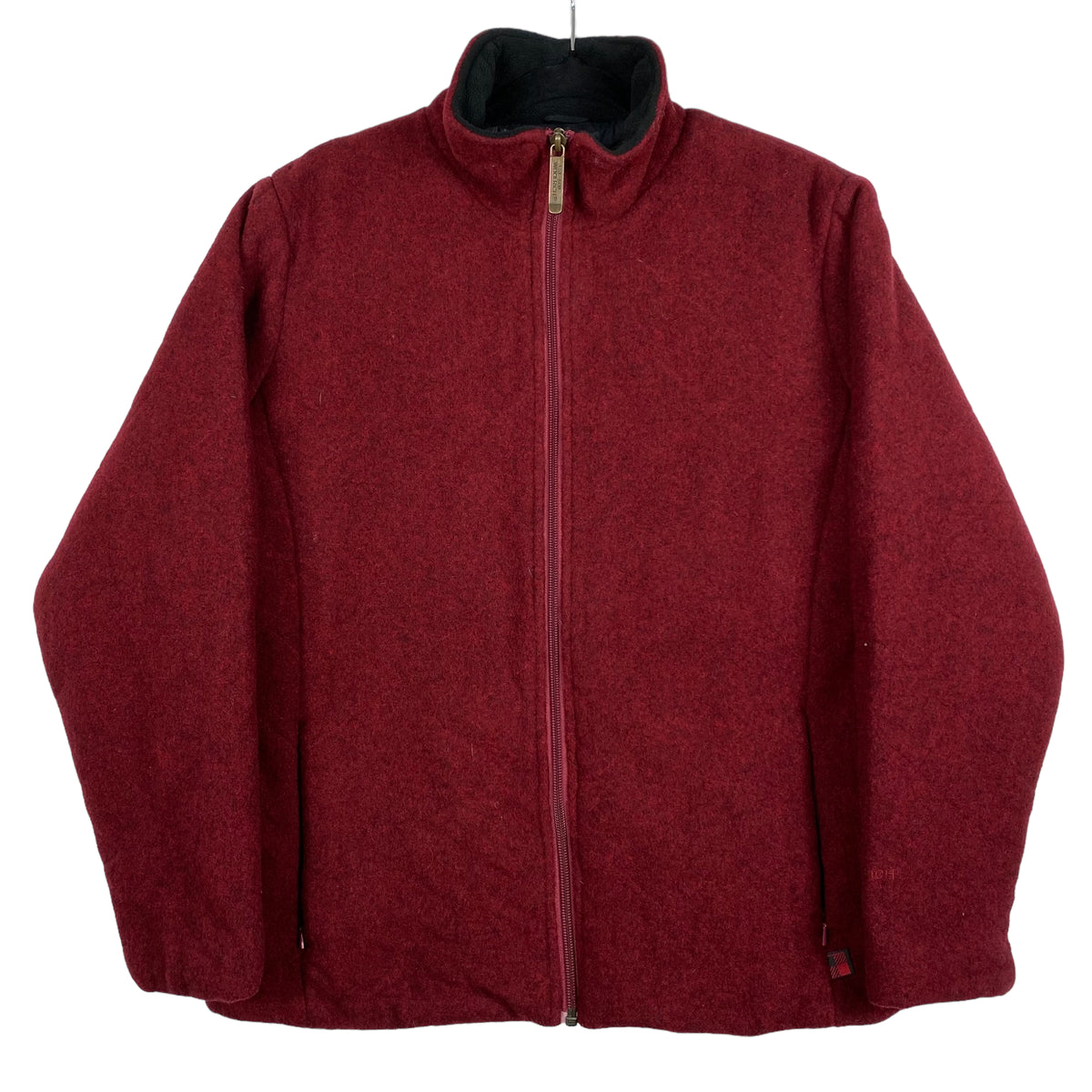 Woolrich Wine Red Womens Full Zip 100% Wool Shell Windbreaker Jacket Size S