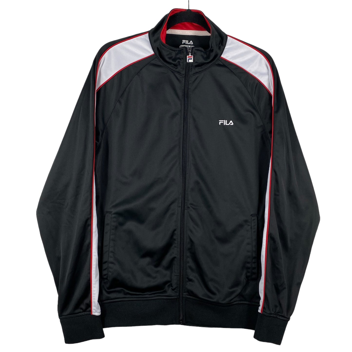 FILA Black Polyester Track Top Zip Jacket Size M