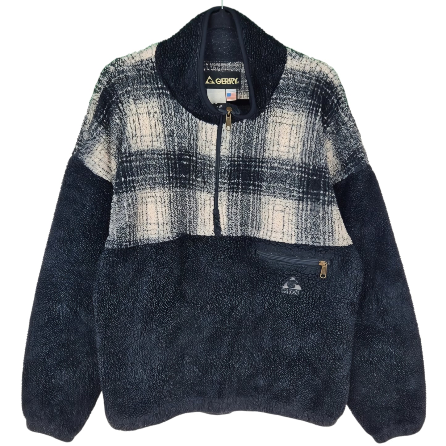 Vintage Gerry 80's Black & Grey USA Made Quarter Zip Fleece Jumper Size L