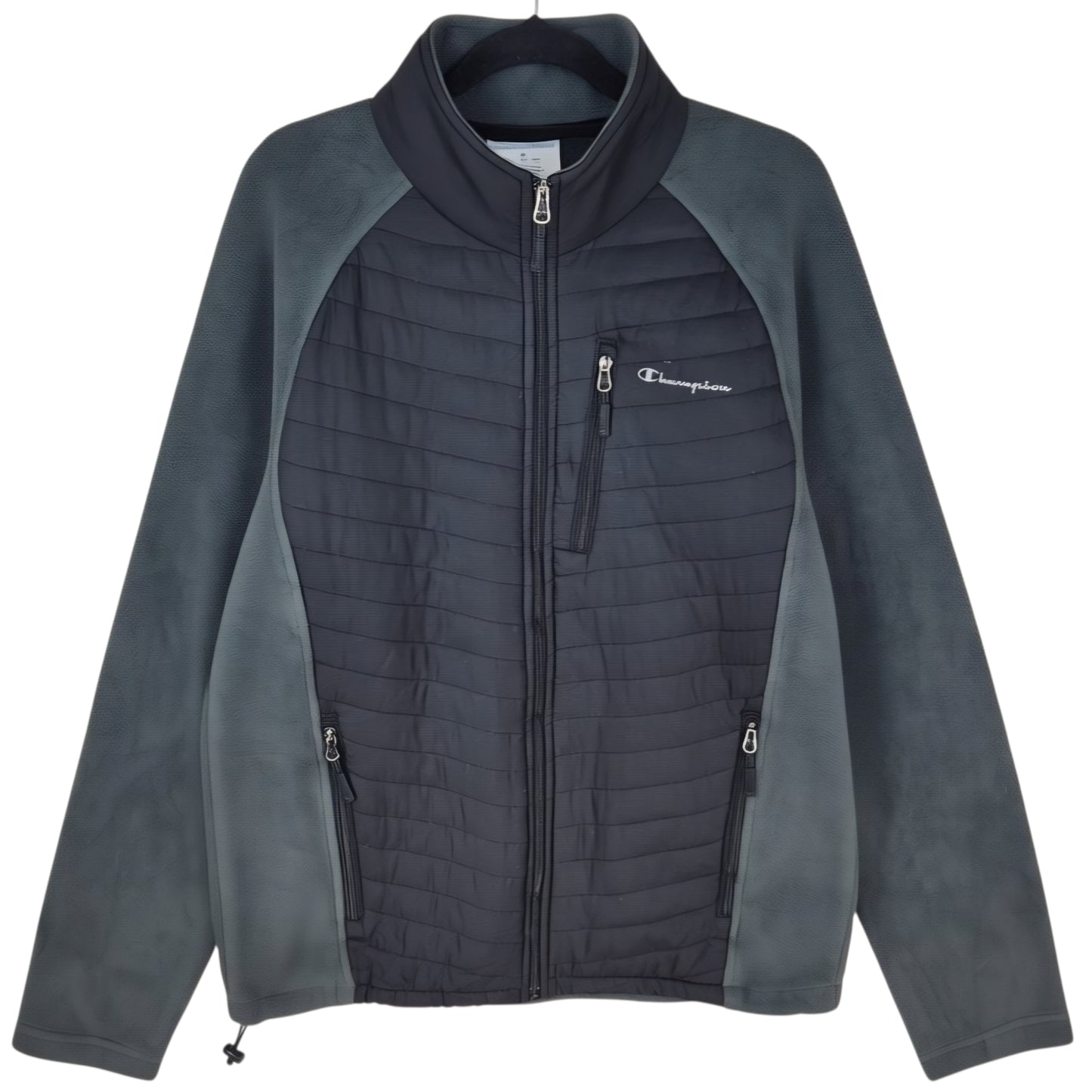 Champion Black Grey Fleece Hybrid Full Zip Jumper Size M