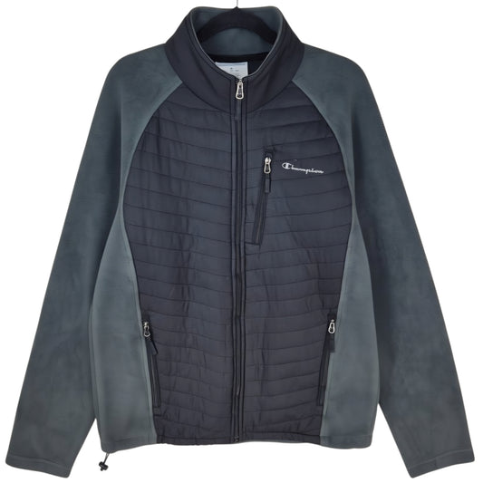 Champion Black Grey Fleece Hybrid Full Zip Jumper Size M