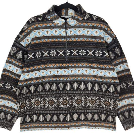 Vintage Energie 90's Brown Quarter Zip Fleece Jumper Size S