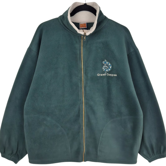 Vintage 80's Grand Canyon Green USA Made Full Zip Fleece Jumper Size L