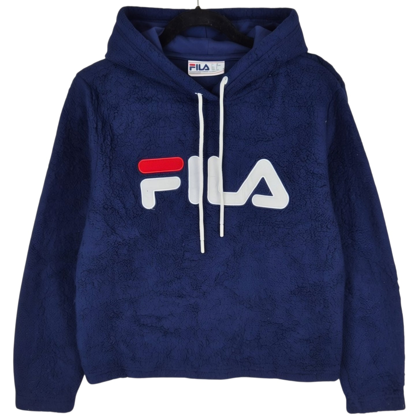 FILA Dark Blue Embroidered Fleece Hoodie Size S