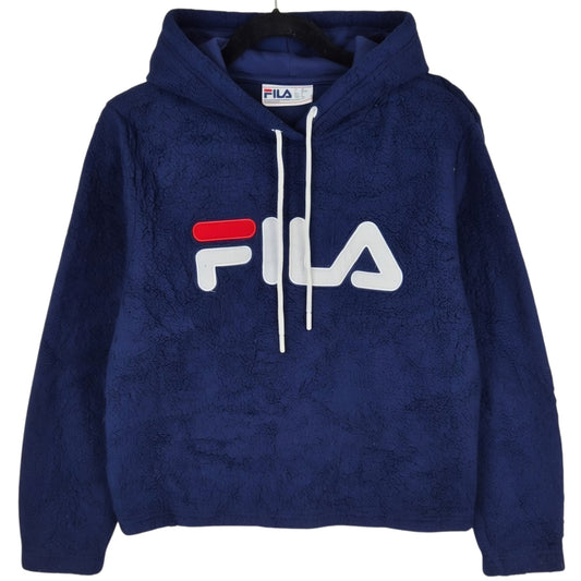 FILA Dark Blue Embroidered Fleece Hoodie Size S