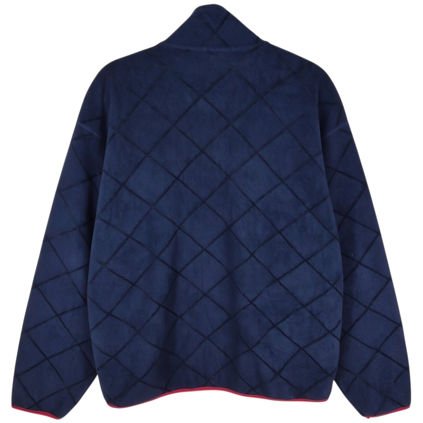 Vintage Nautica 90's Dark Blue Quarter Zip USA Made Diamond Fleece Jumper Size M