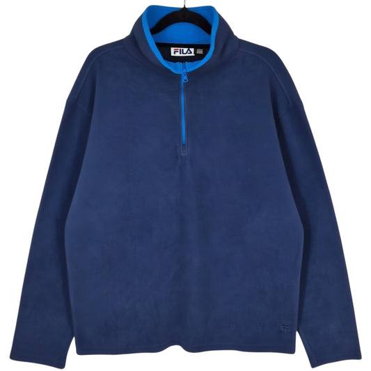 FILA Dark Blue Quarter Zip Fleece Jumper Size L