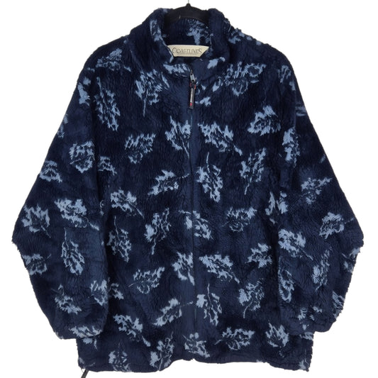 Vintage Coastlines Canada 80's Dark Blue Heavy Fleece Zip Jacket Size L