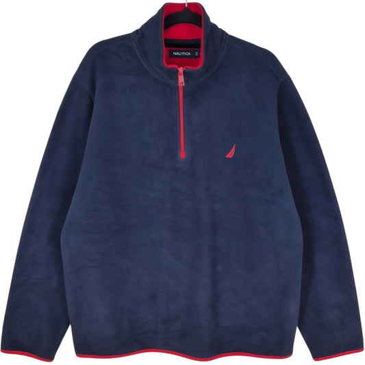 Nautica Dark Blue Quarter Zip Fleece Jumper Size L