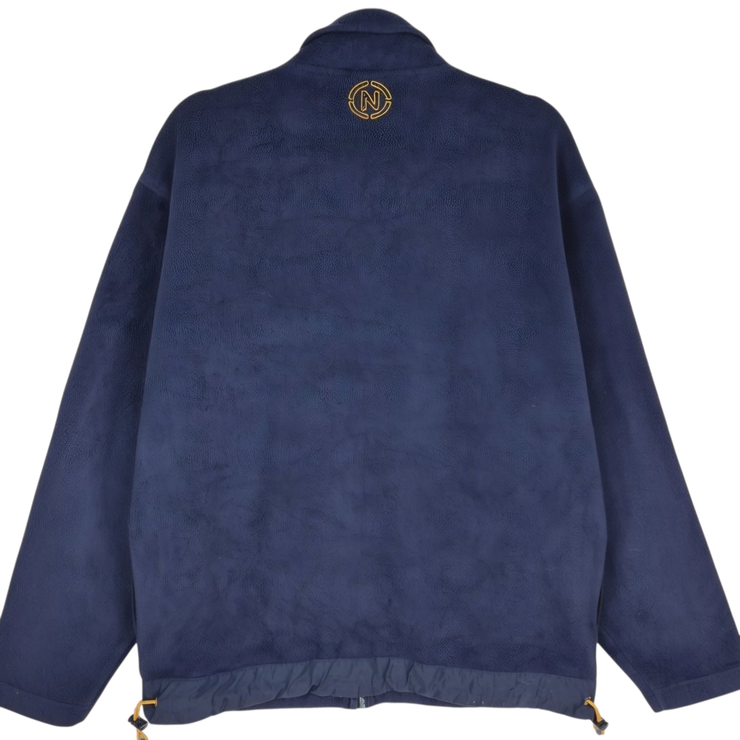 Vintage Nautica Jeans 90's Dark Blue & Yellow Full Zip Fleece Jumper Size M