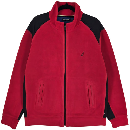Nautica Red Full Zip Fleece Jumper Size XL
