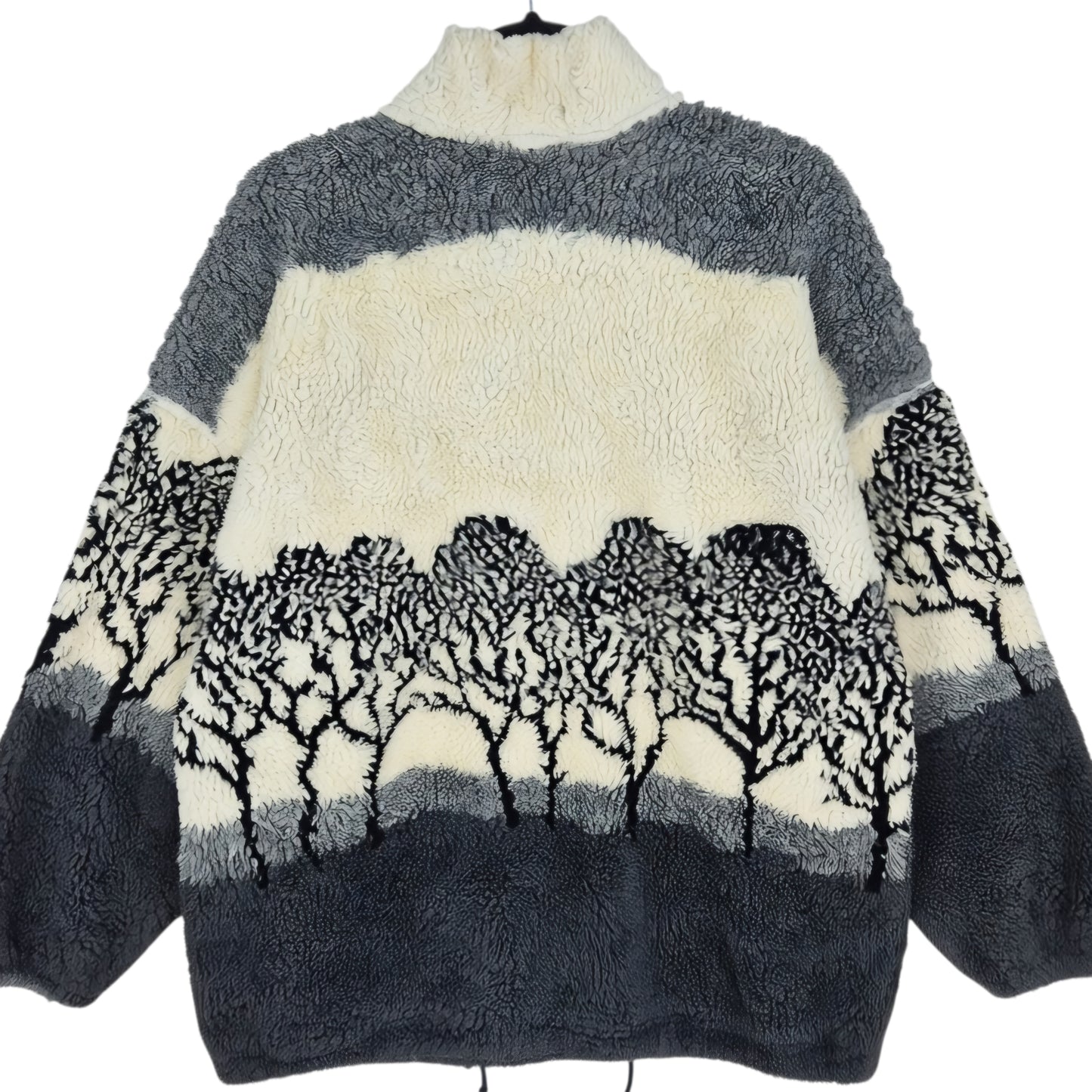 Vintage Ezze Wear White & Grey Heavy Full Zip Fleece Jacket Size L