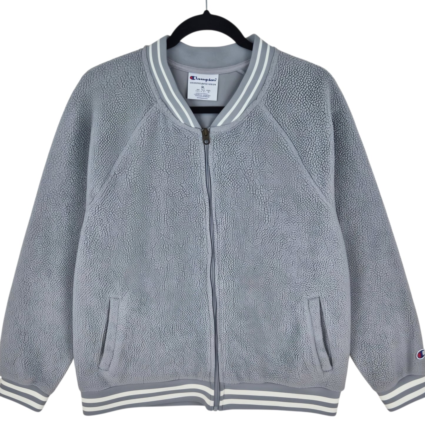 Champion Grey Fleece Full Zip Bomber Jumper Size XL