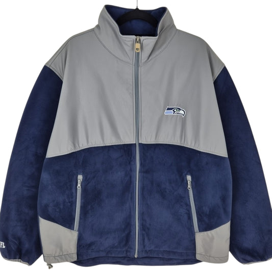 NFL Team Apparel Seattle Seahawks Dark Blue & Grey Full Zip Fleece Jumper Size L