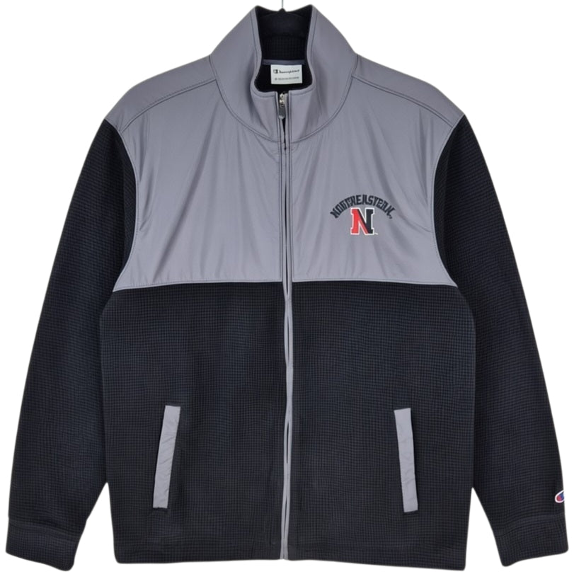 Champion Black & Grey Northeastern University Huskies Full Zip Fleece Jumper Size M