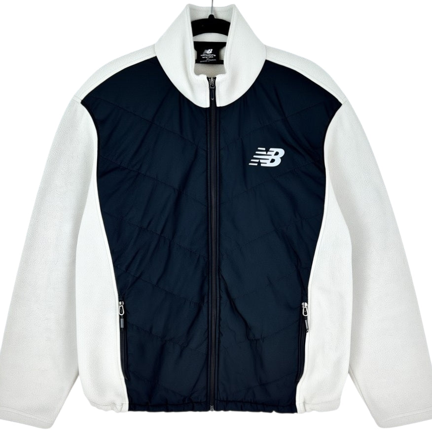 New Balance Cream White & Black Full Zip Fleece Jumper Size M