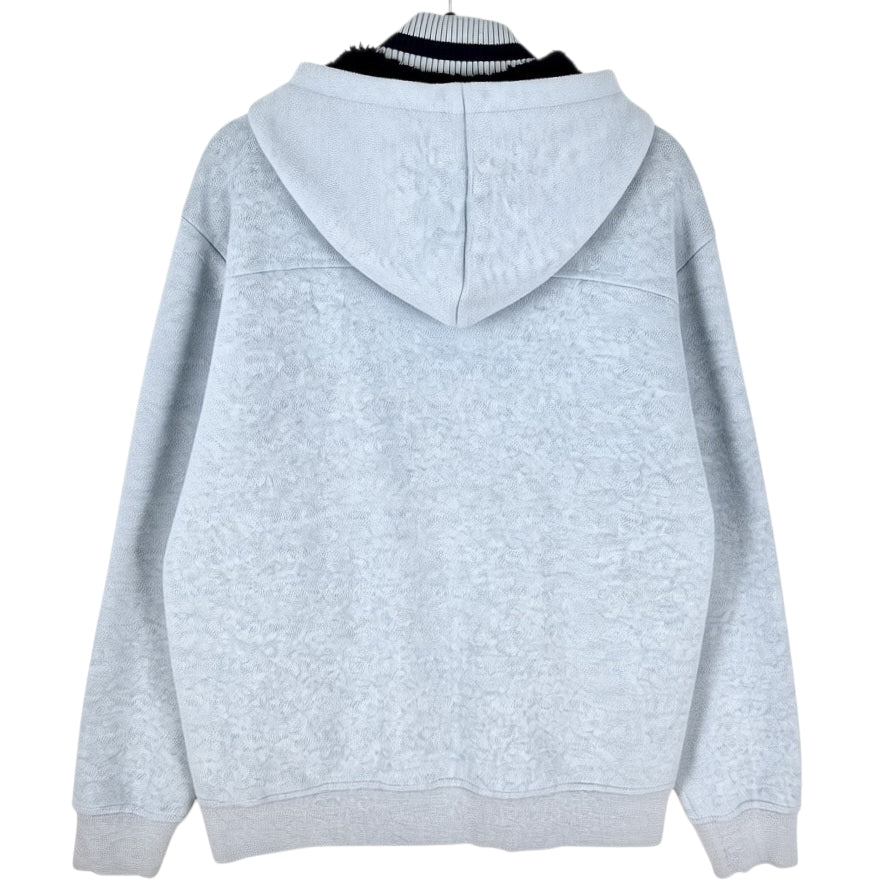 Nautica Light Grey Heavy Embroidered Full Zip Fleece Hoodie Size XL