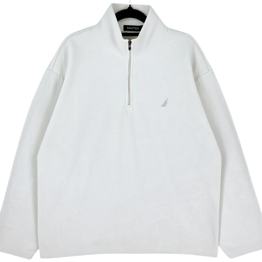 Nautica Cream White Quarter Zip Fleece Jumper Size XL