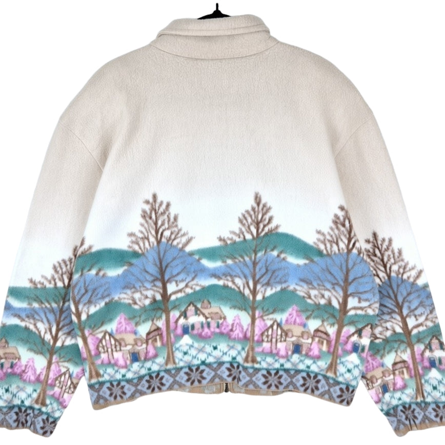 Vintage Teddi Petite 80's Womens Cream Full Zip Fleece Jumper Size XL