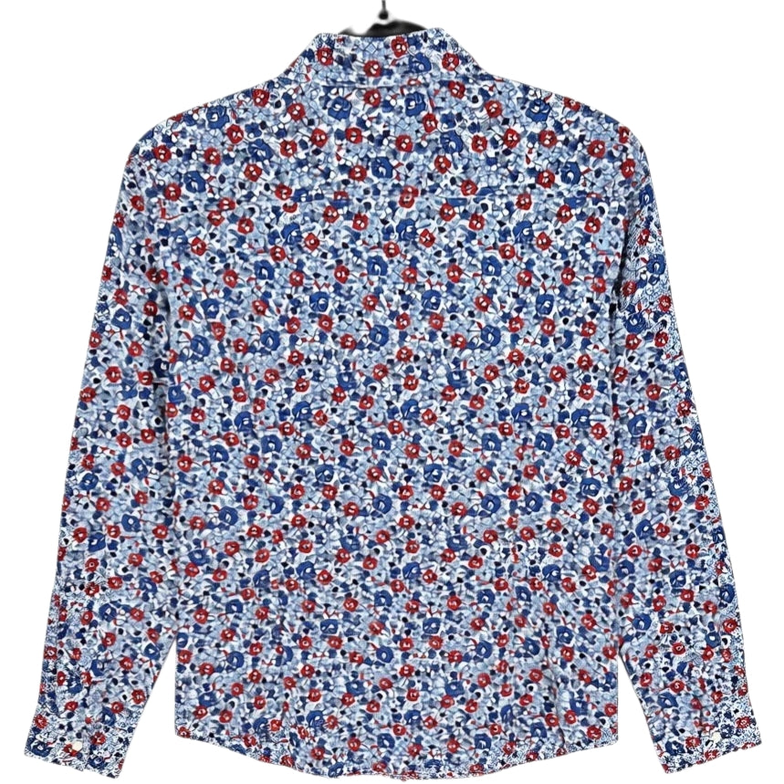 Tommy Hilfiger Womens Blue Red & White Floral Long Sleeve Button Shirt Size S