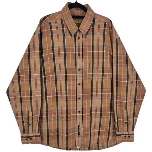 Vintage Barbour Tartans Brown Checkered Long Sleeve Button Shirt Size XL