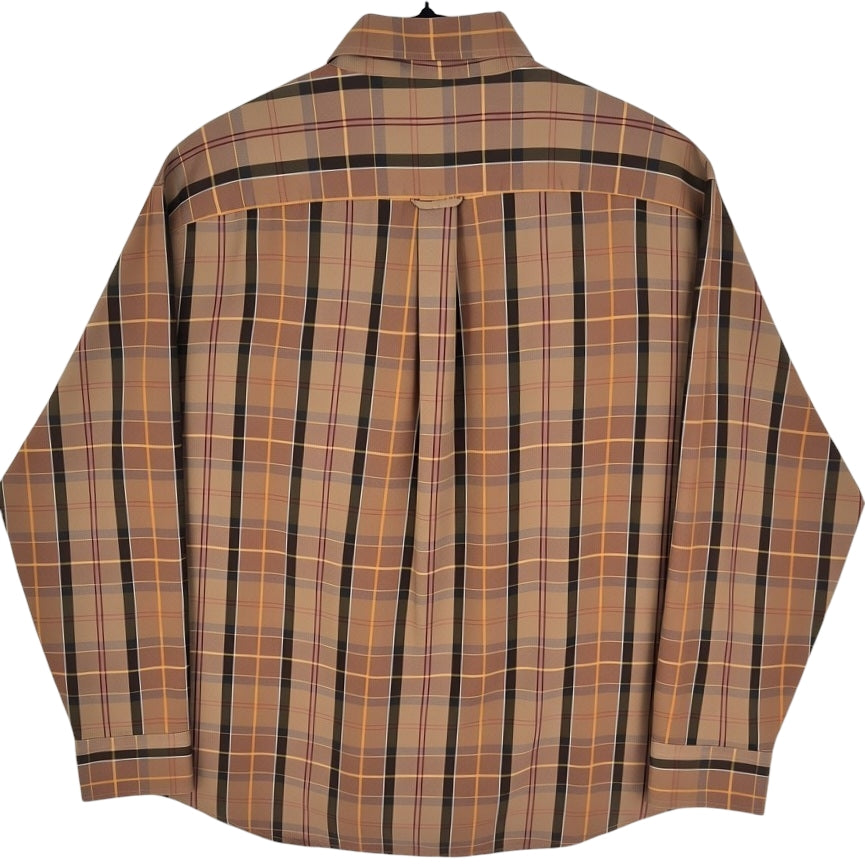 Vintage Barbour Tartans Brown Checkered Long Sleeve Button Shirt Size XL