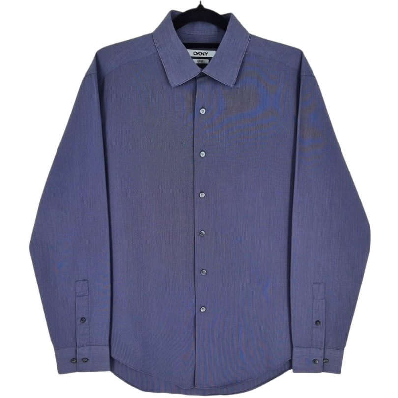 DKNY Dark Blue Indigo Slim Fit Dress Shirt Size L