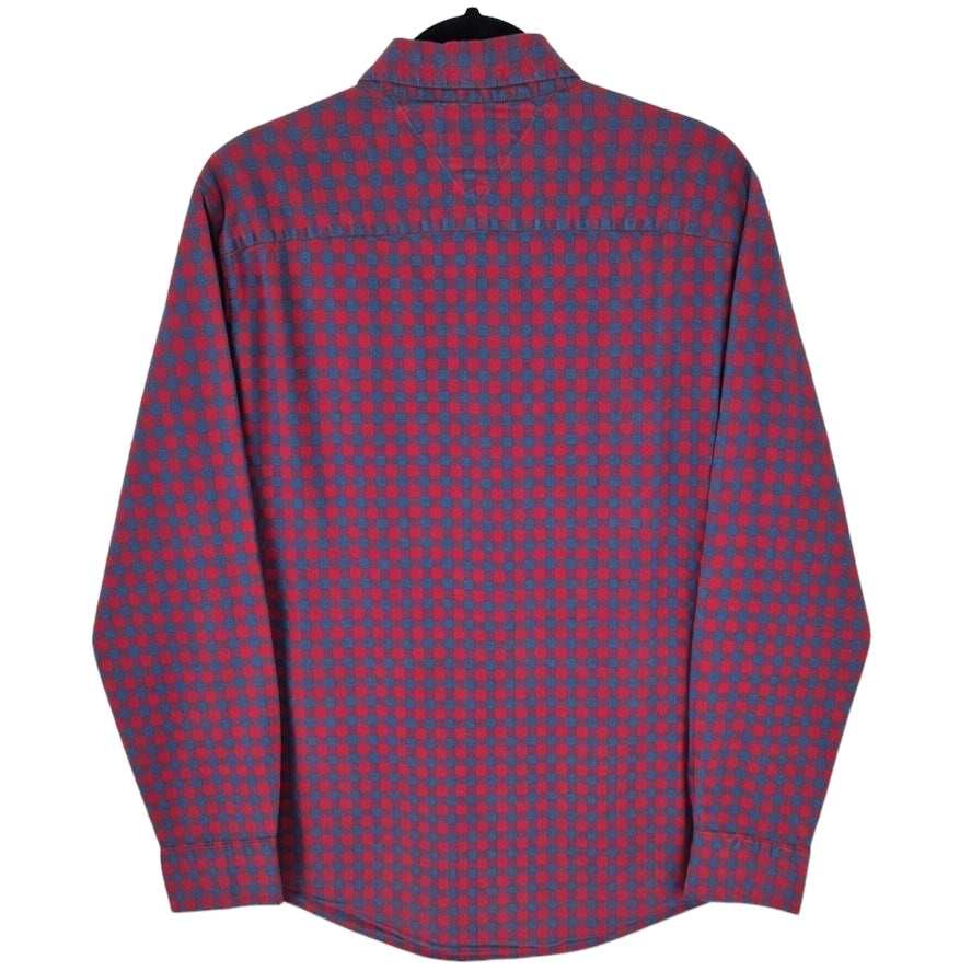 Tommy Hilfiger Red & Grey Checkered Custom Fit Dress Shirt Size L
