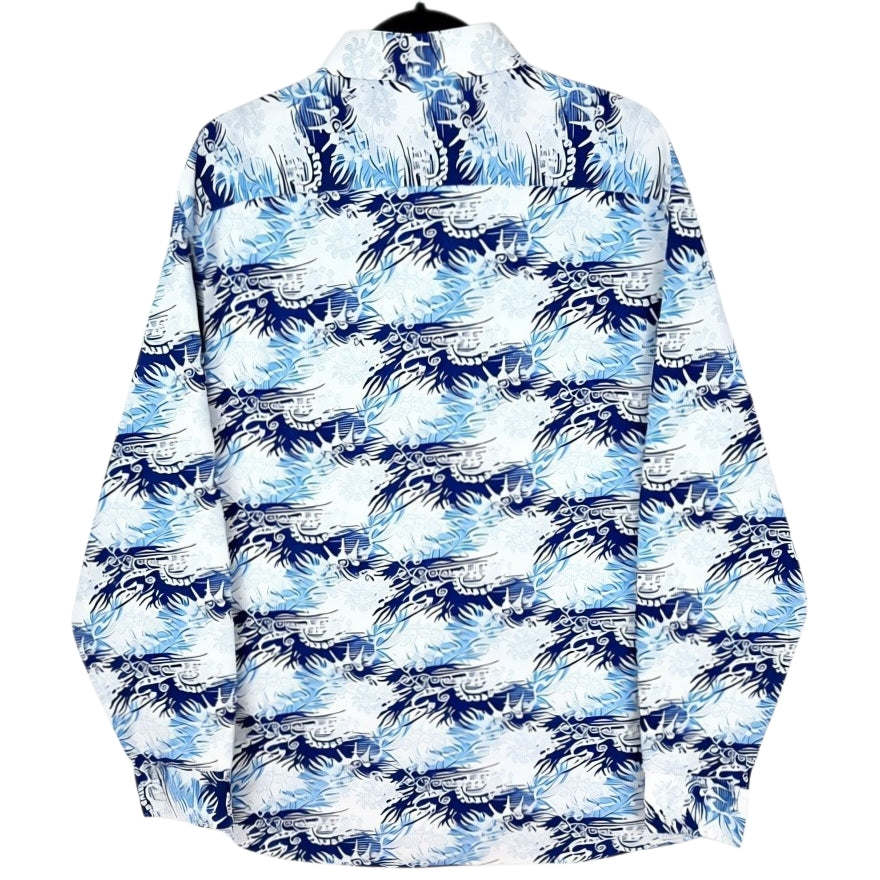 COOGI Luxe Blue & White Long Sleeve Button Shirt Size 2XL