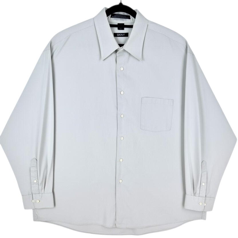 DKNY Cream Brown Super 100's 2 Ply Dress Shirt Size 2XL