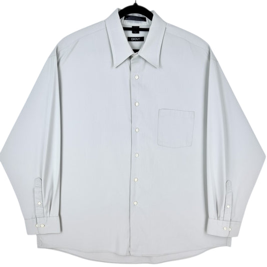 DKNY Cream Brown Super 100's 2 Ply Dress Shirt Size 2XL