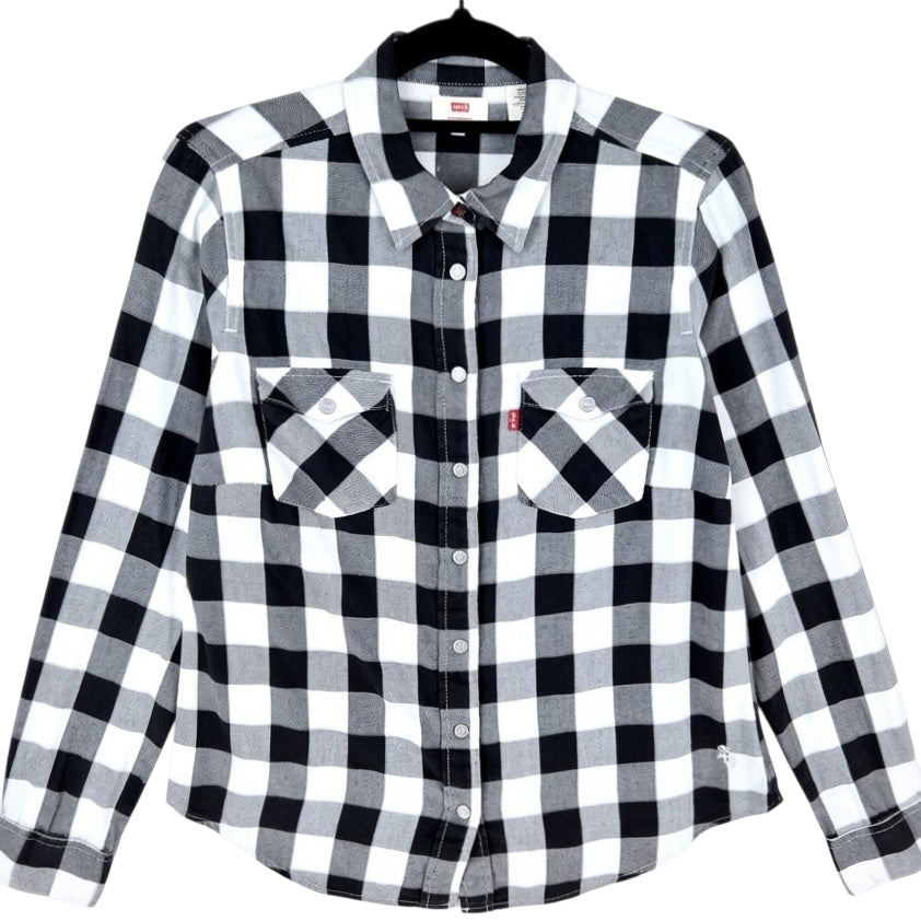 Levis MLB Chicago White Sox Womens Black Checkered Button Shirt Size S
