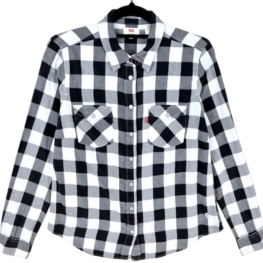 Levis MLB Chicago White Sox Womens Black Checkered Button Shirt Size S