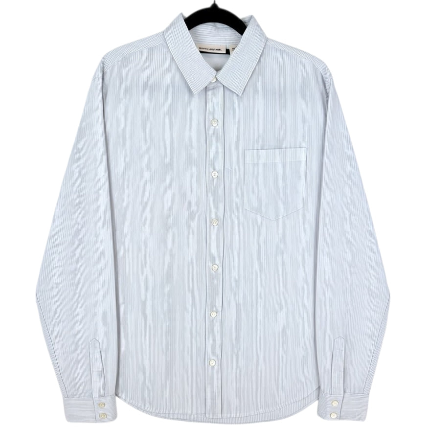 DKNY White Striped Textured Dress Shirt Size M