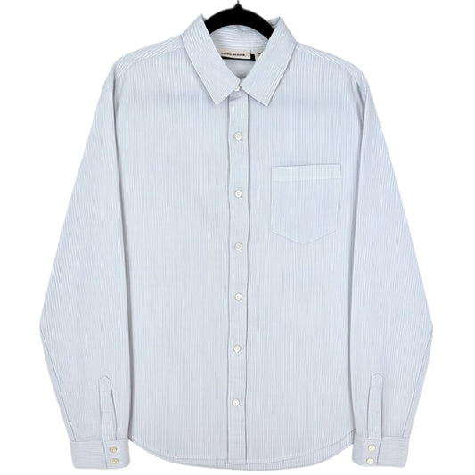 DKNY White Striped Textured Dress Shirt Size M