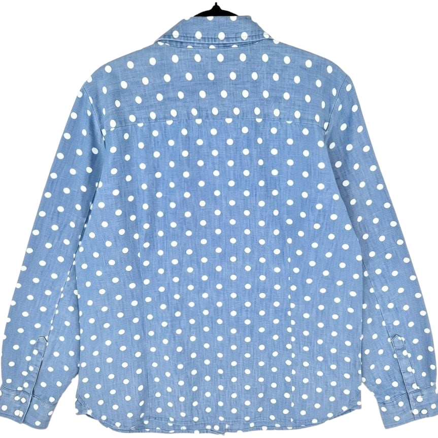 Tommy Hilfiger Womens Chambray Blue Spotted Long Sleeve Button Shirt Size L