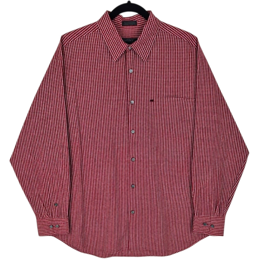 DKNY Red Checkered Dress Shirt Size L