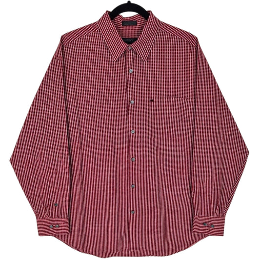 DKNY Red Checkered Dress Shirt Size L