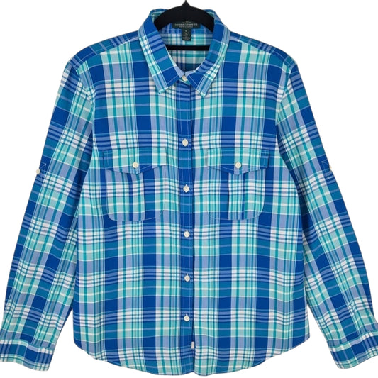 Ralph Lauren Green Label Womens Blue Checkered Long Sleeve Button Shirt Size M