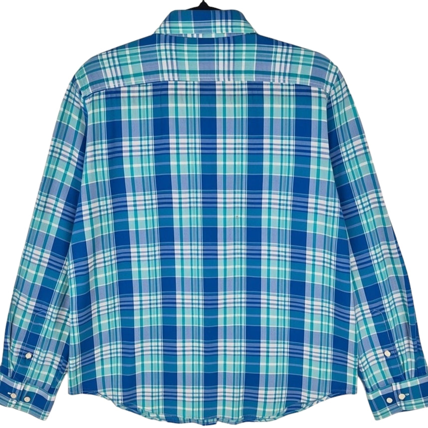 Ralph Lauren Green Label Womens Blue Checkered Long Sleeve Button Shirt Size M