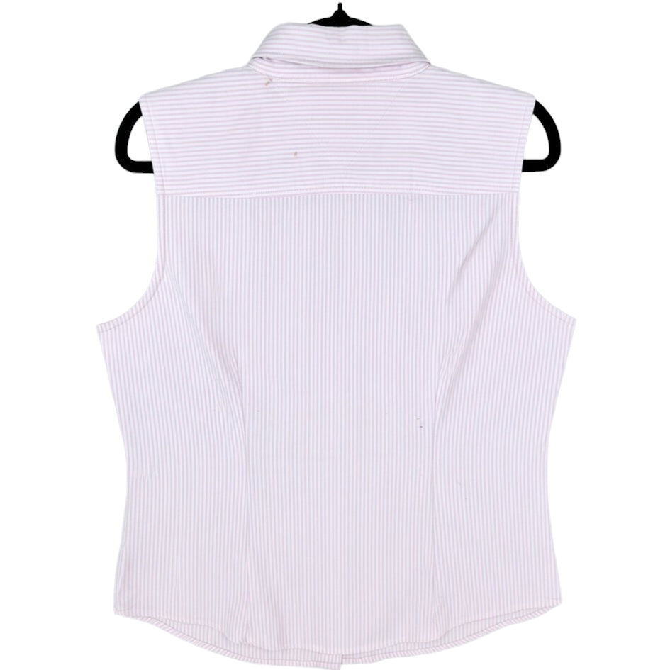 Vintage Tommy Hilfiger Womens Pink & White Striped Button Vest Size M