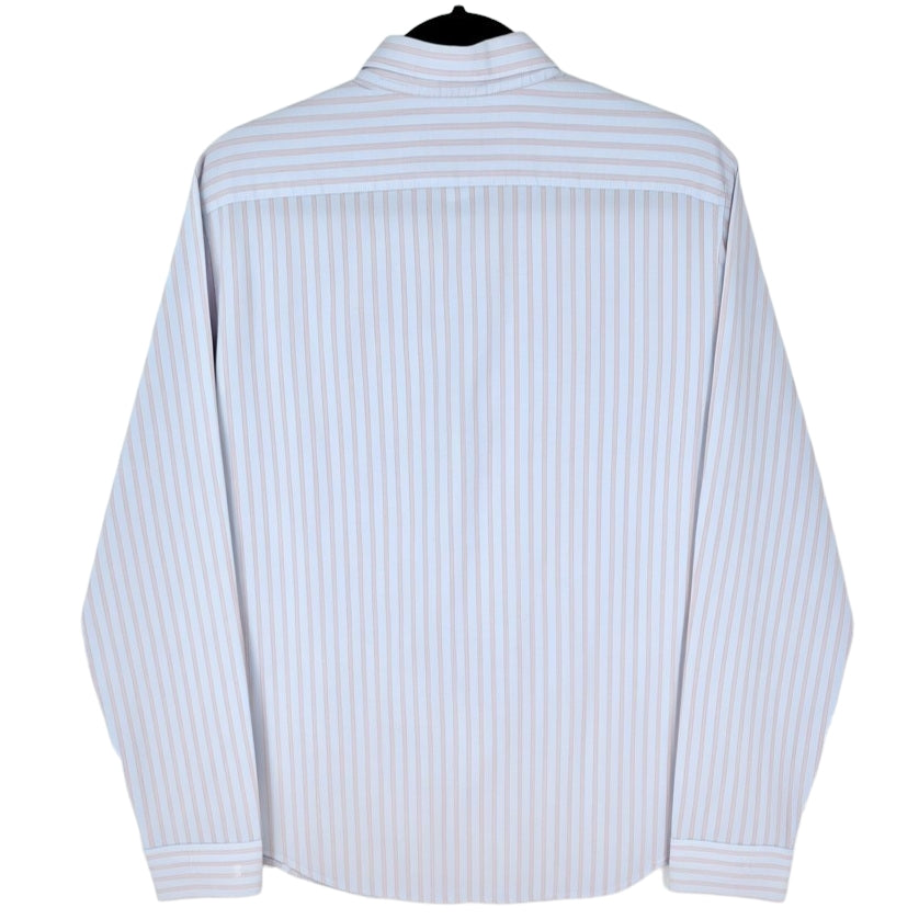 DKNY Light Grey Striped Slim Fit Stretch Dress Shirt Size L