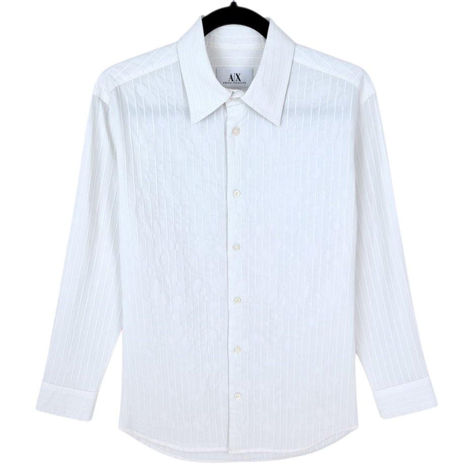 Armani Exchange White Slim Textured Dress Shirt Size S