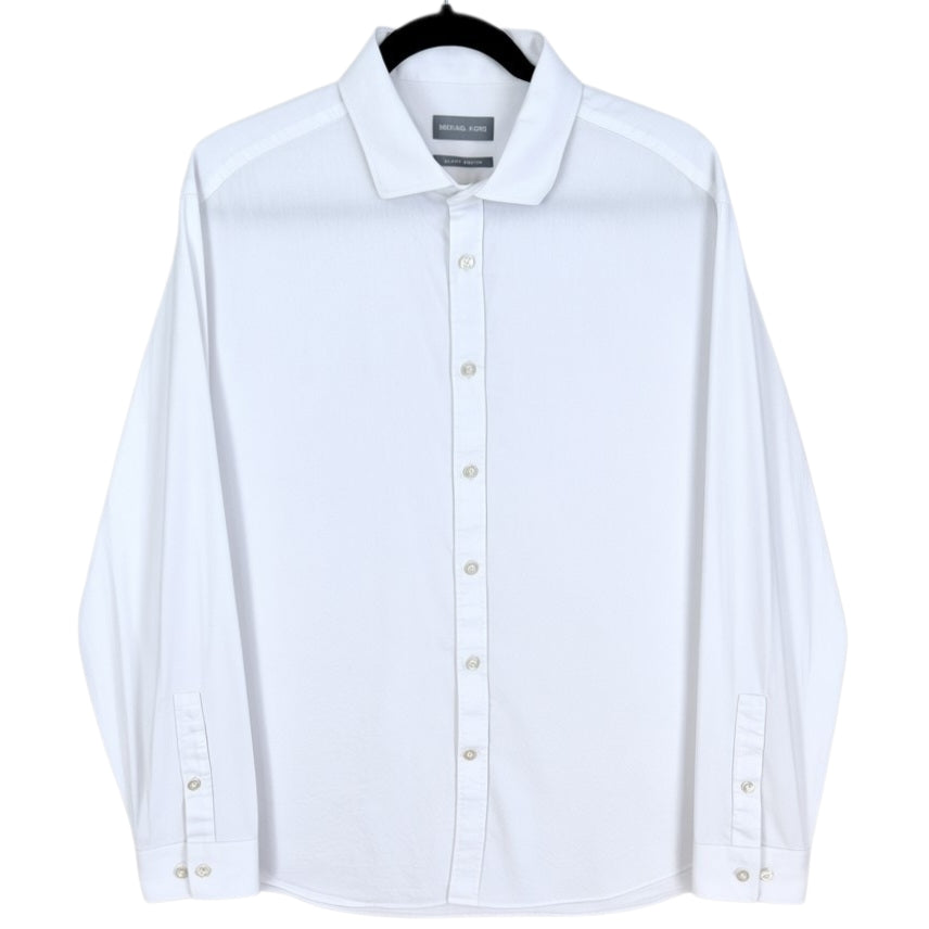 Michael Kors White Slim Fit Stretch Dress Shirt Size XL