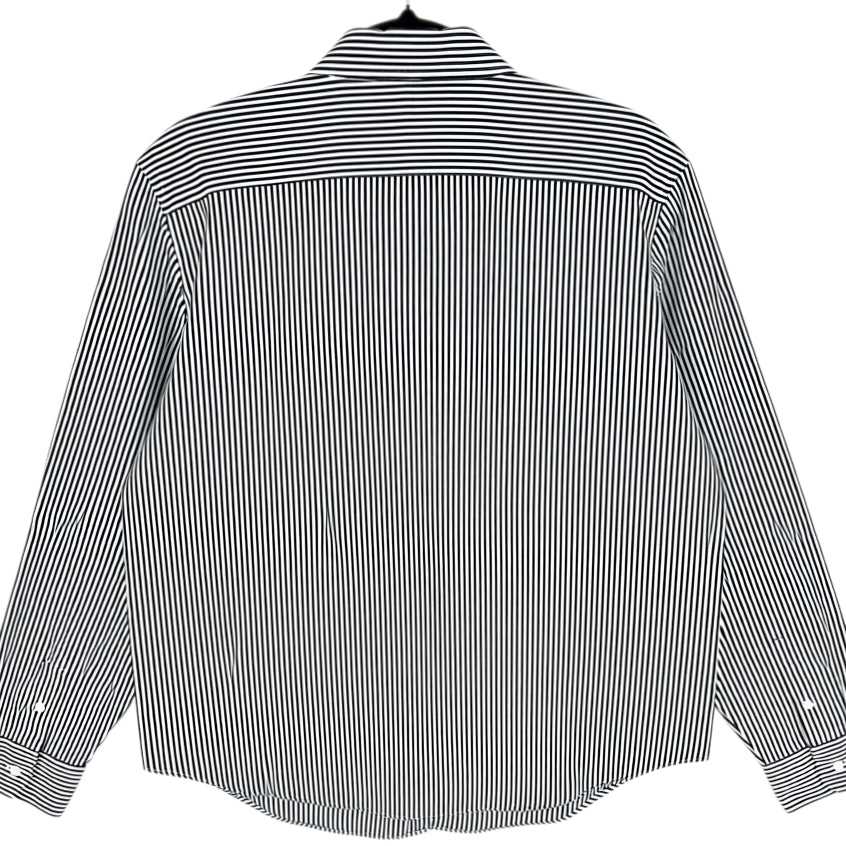 Vintage Ralph Lauren Green Label Womens Grey Striped Button Shirt Size L
